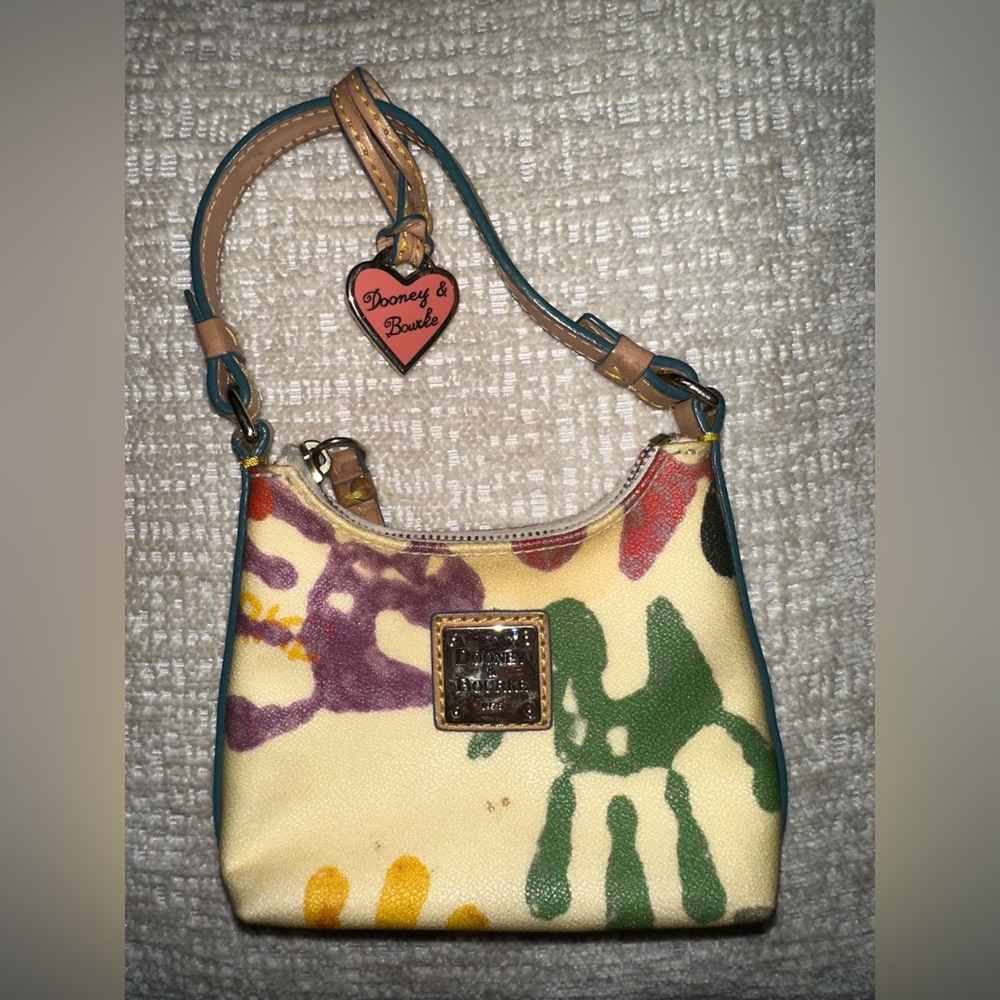VINTAGE!!! Dooney & Bourke Small Multicolor Handprint Shoulder Bag